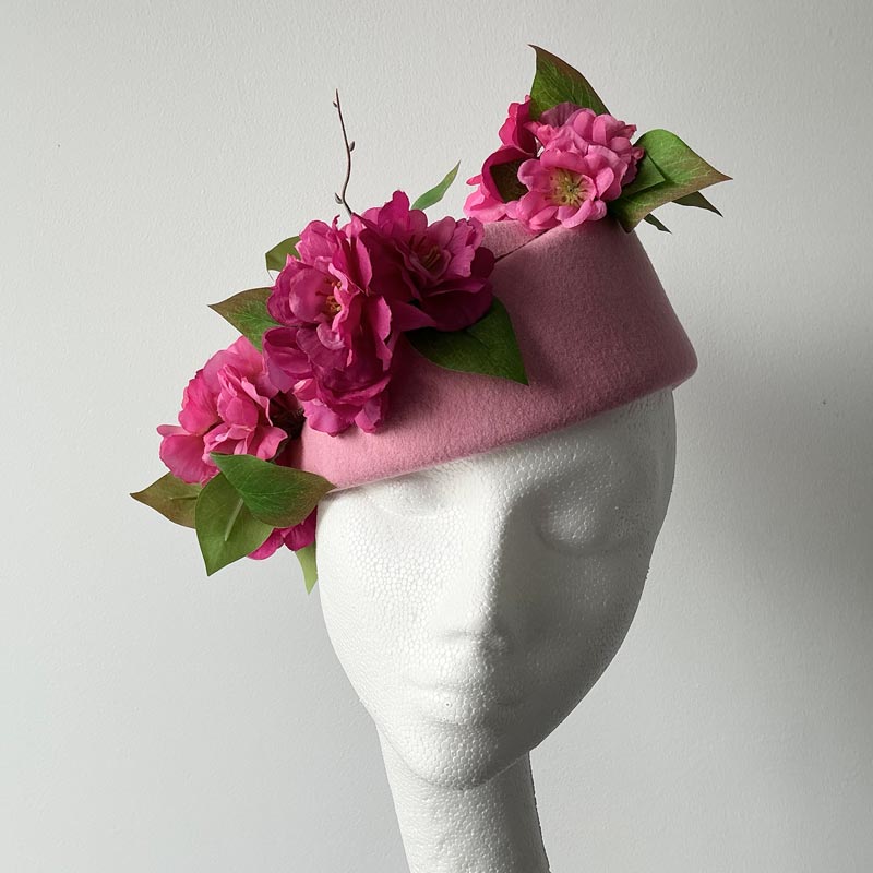 Dusky Pink Felt Pillbox Hat