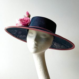Navy & Rose Pink Boater