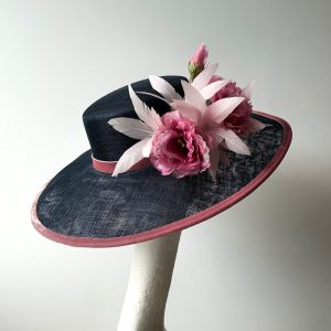 Navy & Rose Pink Boater