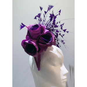 Purple Halo with Purple Roses & Feathers