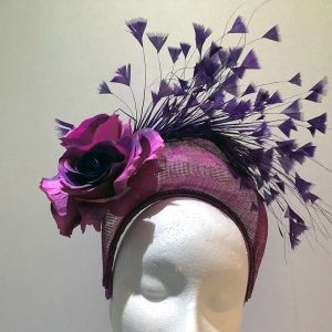 Purple Halo with Purple Roses & Feathers