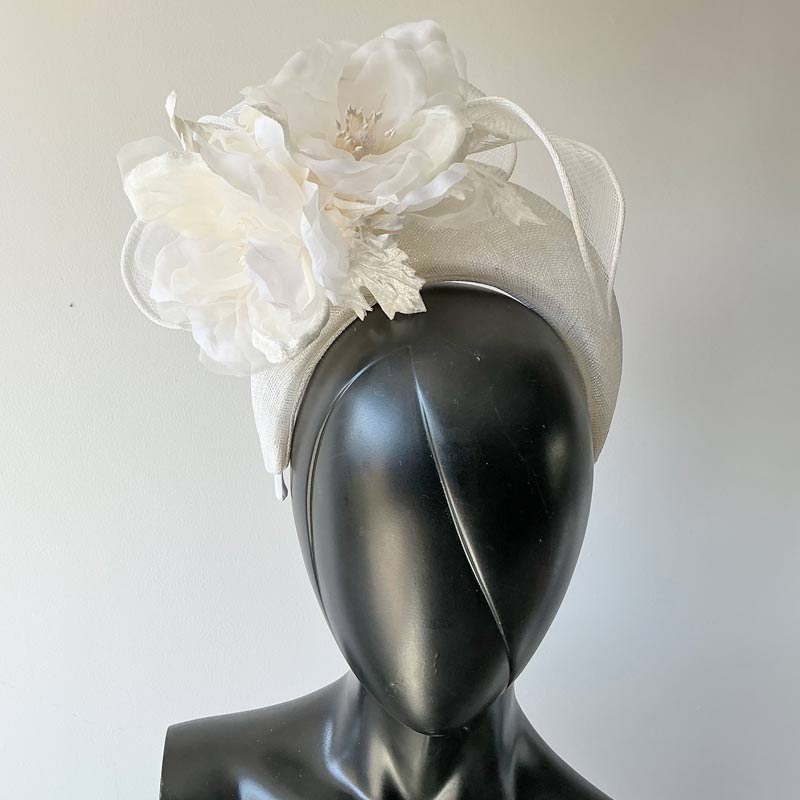 White Halo with Double Silk and Organza Roses